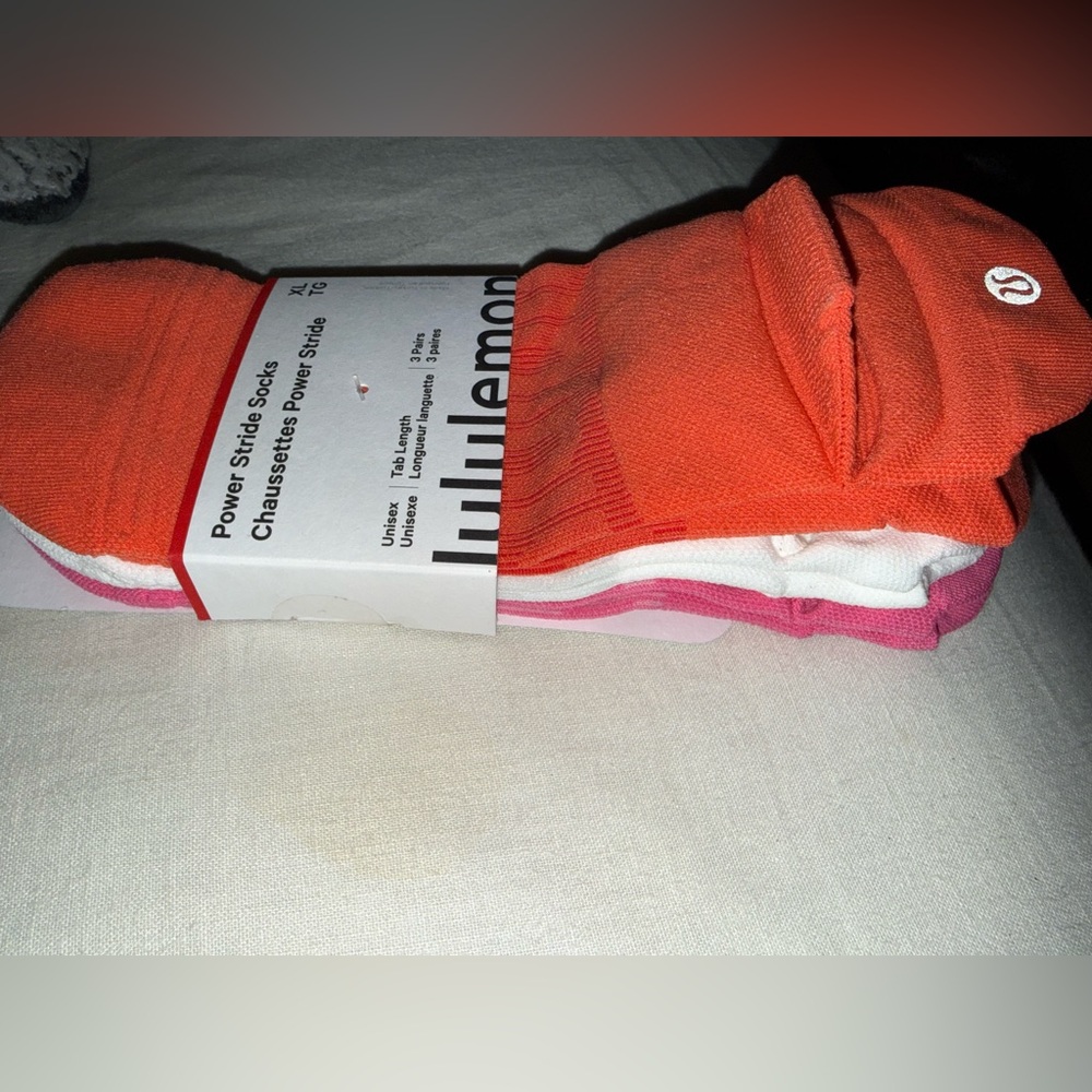 BRAND NEW- Lululemon athletica Power Stride Socks - Bright Orange (XL) - Picture 2 of 3